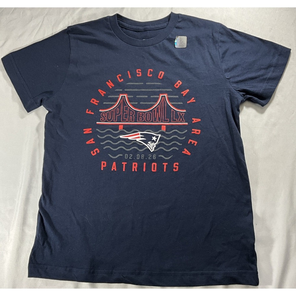 Super Bowl LX New England Patriots T-Shirt Childs Medium 10/12